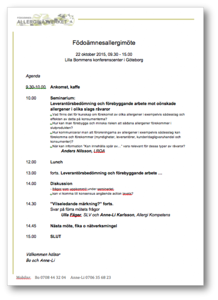 Agenda 22 okt 2015